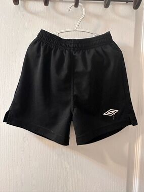 Umbro Black Shorts with White Logo - Kids Athletic